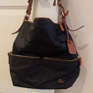 Dooney & Burke Black Nylon with Hot Pink Inside Shoulder Bag